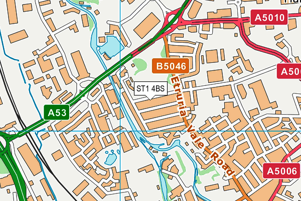 ST1 4BS map - OS VectorMap District (Ordnance Survey)