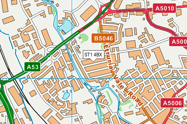 ST1 4BX map - OS VectorMap District (Ordnance Survey)