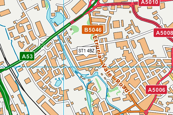 ST1 4BZ map - OS VectorMap District (Ordnance Survey)