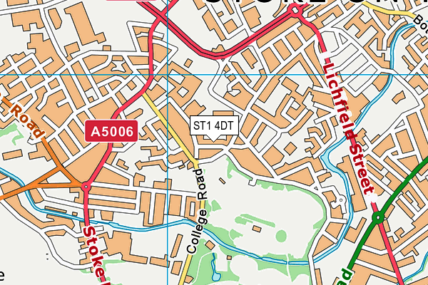 ST1 4DT map - OS VectorMap District (Ordnance Survey)