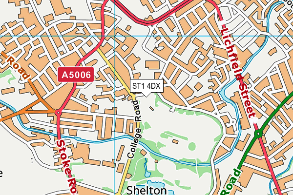 Hanley Park map (ST1 4DX) - OS VectorMap District (Ordnance Survey)