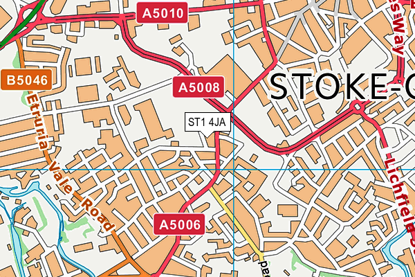 ST1 4JA map - OS VectorMap District (Ordnance Survey)