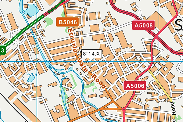 ST1 4JX map - OS VectorMap District (Ordnance Survey)