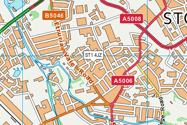 ST1 4JZ map - OS VectorMap District (Ordnance Survey)