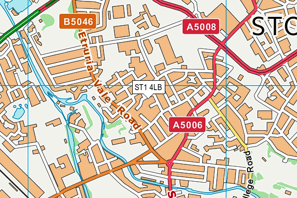 ST1 4LB map - OS VectorMap District (Ordnance Survey)
