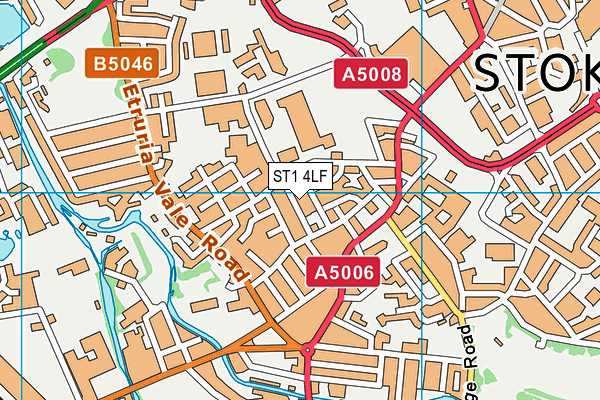 ST1 4LF map - OS VectorMap District (Ordnance Survey)