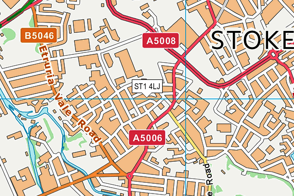 ST1 4LJ map - OS VectorMap District (Ordnance Survey)