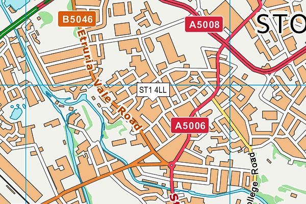 ST1 4LL map - OS VectorMap District (Ordnance Survey)