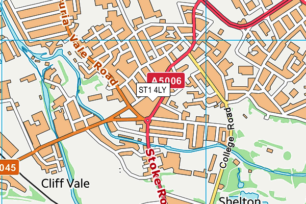ST1 4LY map - OS VectorMap District (Ordnance Survey)