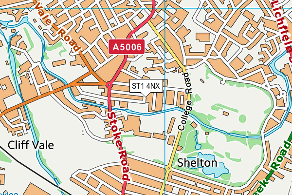 ST1 4NX map - OS VectorMap District (Ordnance Survey)