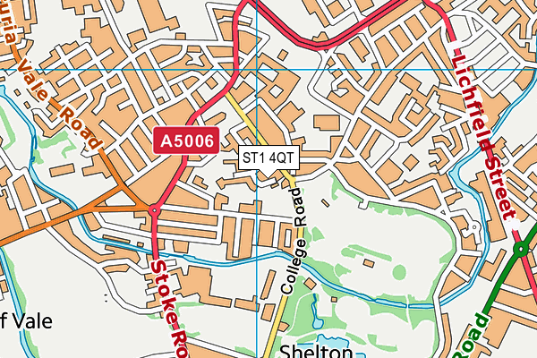 ST1 4QT map - OS VectorMap District (Ordnance Survey)
