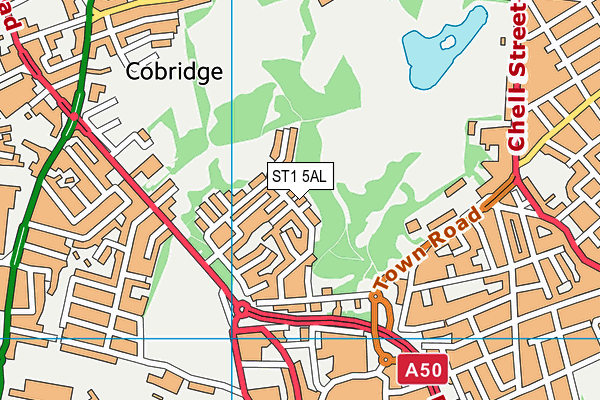 ST1 5AL map - OS VectorMap District (Ordnance Survey)