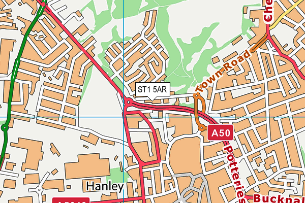 ST1 5AR map - OS VectorMap District (Ordnance Survey)