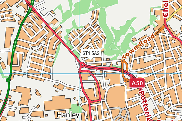 ST1 5AS map - OS VectorMap District (Ordnance Survey)