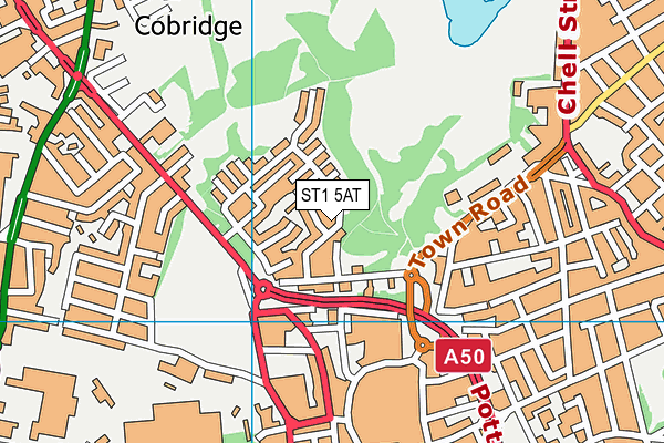 ST1 5AT map - OS VectorMap District (Ordnance Survey)