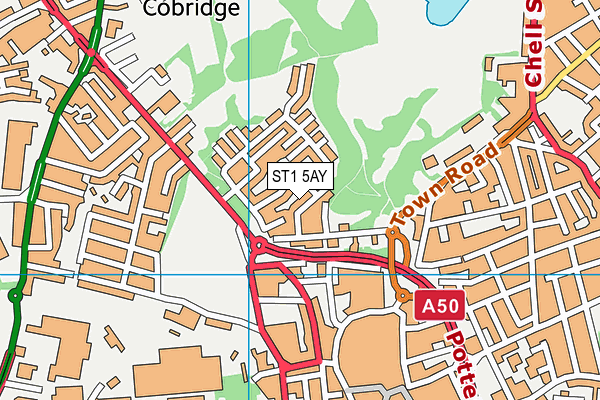 ST1 5AY map - OS VectorMap District (Ordnance Survey)