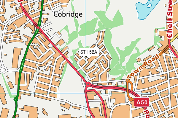 ST1 5BA map - OS VectorMap District (Ordnance Survey)