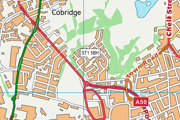 ST1 5BH map - OS VectorMap District (Ordnance Survey)