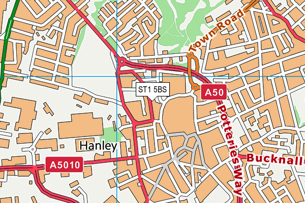 ST1 5BS map - OS VectorMap District (Ordnance Survey)