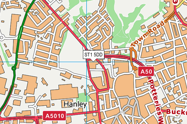 ST1 5DD map - OS VectorMap District (Ordnance Survey)