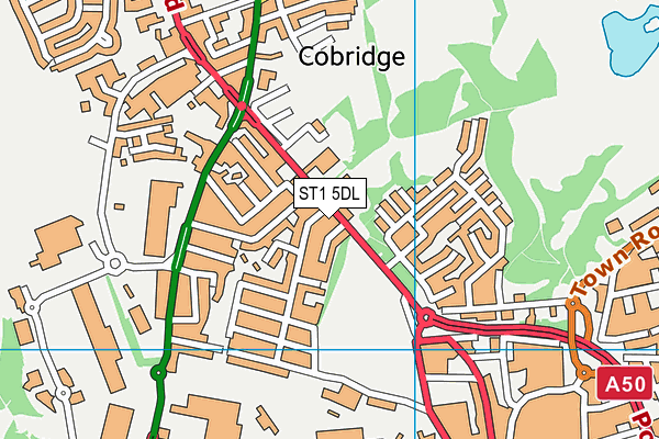 ST1 5DL map - OS VectorMap District (Ordnance Survey)