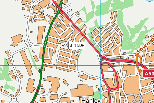 ST1 5DP map - OS VectorMap District (Ordnance Survey)