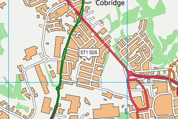 ST1 5DS map - OS VectorMap District (Ordnance Survey)