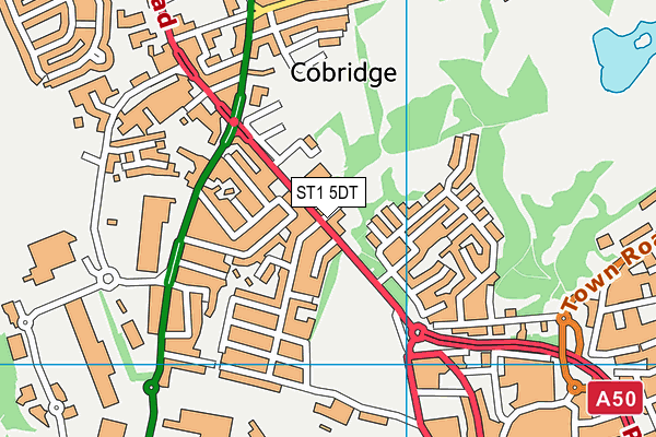 ST1 5DT map - OS VectorMap District (Ordnance Survey)