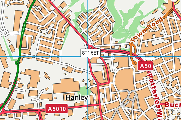 ST1 5ET map - OS VectorMap District (Ordnance Survey)