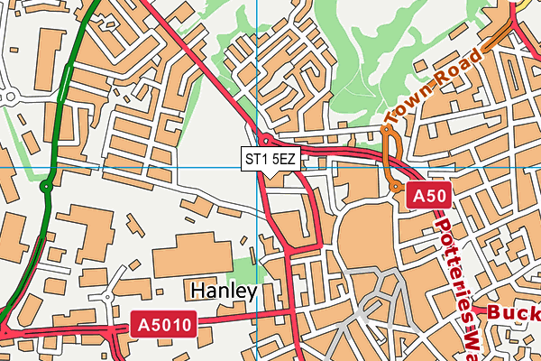 ST1 5EZ map - OS VectorMap District (Ordnance Survey)