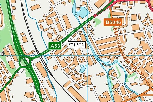 ST1 5GA map - OS VectorMap District (Ordnance Survey)