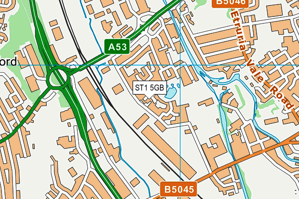 ST1 5GB map - OS VectorMap District (Ordnance Survey)