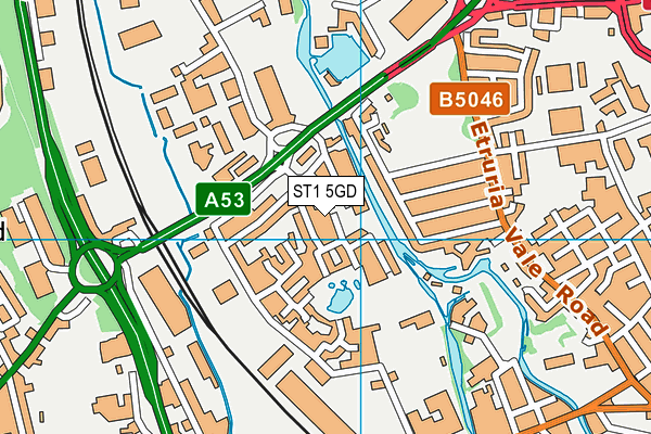 ST1 5GD map - OS VectorMap District (Ordnance Survey)