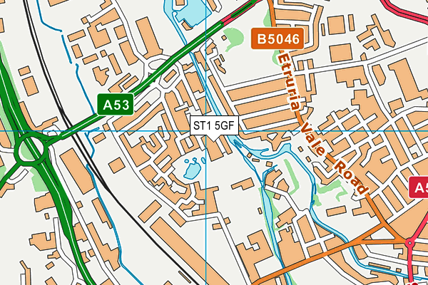 ST1 5GF map - OS VectorMap District (Ordnance Survey)