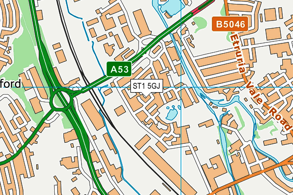 ST1 5GJ map - OS VectorMap District (Ordnance Survey)