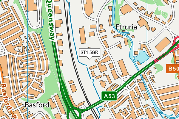 ST1 5GR map - OS VectorMap District (Ordnance Survey)