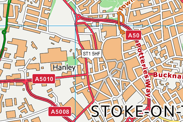 ST1 5HF map - OS VectorMap District (Ordnance Survey)