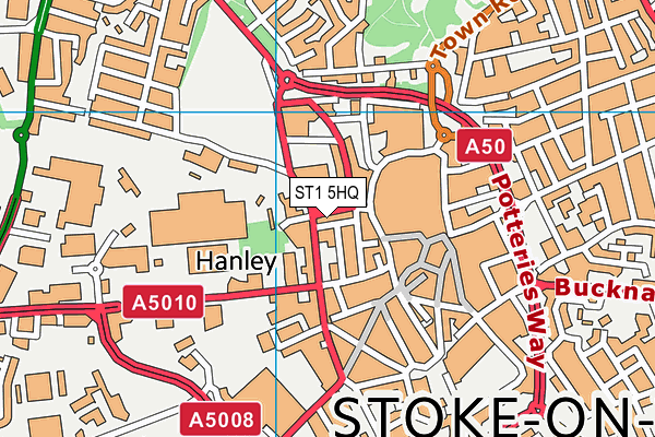 ST1 5HQ map - OS VectorMap District (Ordnance Survey)