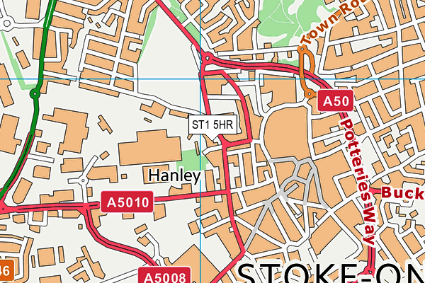 ST1 5HR map - OS VectorMap District (Ordnance Survey)