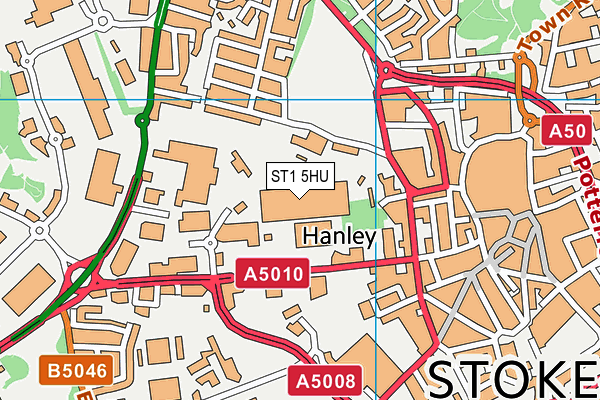 ST1 5HU map - OS VectorMap District (Ordnance Survey)