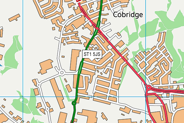 ST1 5JS map - OS VectorMap District (Ordnance Survey)