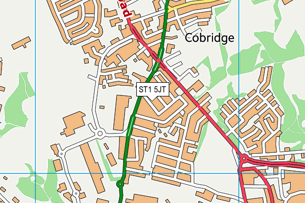 ST1 5JT map - OS VectorMap District (Ordnance Survey)