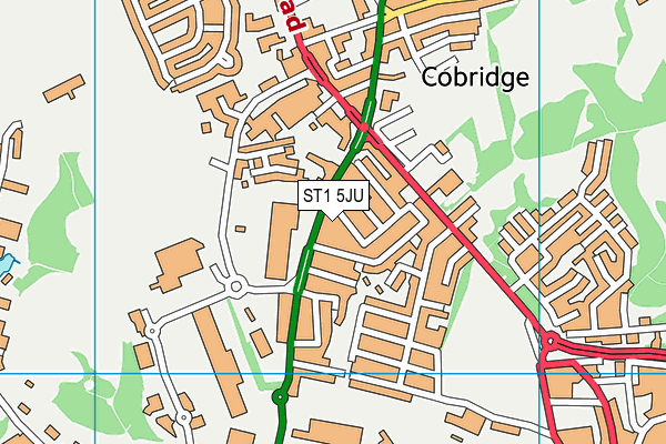 ST1 5JU map - OS VectorMap District (Ordnance Survey)