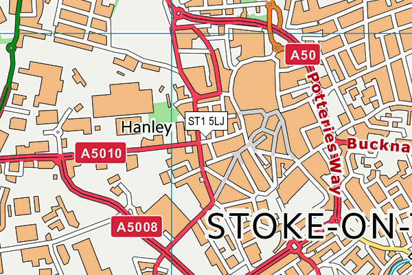 ST1 5LJ map - OS VectorMap District (Ordnance Survey)