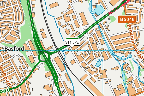 ST1 5PE map - OS VectorMap District (Ordnance Survey)