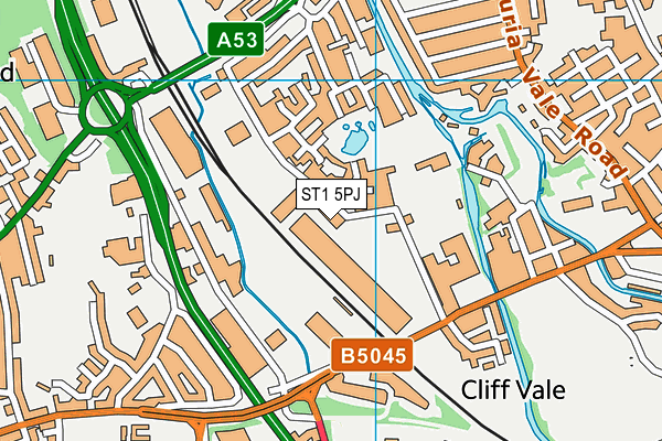 ST1 5PJ map - OS VectorMap District (Ordnance Survey)