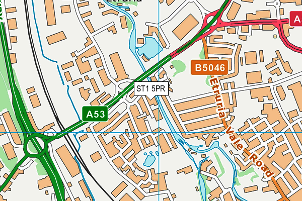 ST1 5PR map - OS VectorMap District (Ordnance Survey)