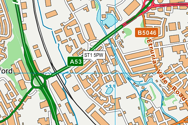 ST1 5PW map - OS VectorMap District (Ordnance Survey)