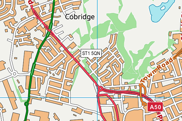 ST1 5QN map - OS VectorMap District (Ordnance Survey)