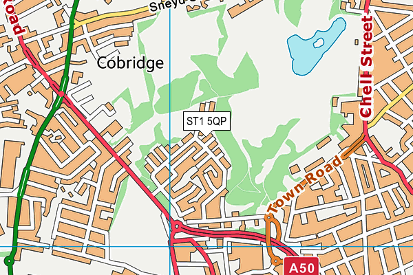 ST1 5QP map - OS VectorMap District (Ordnance Survey)